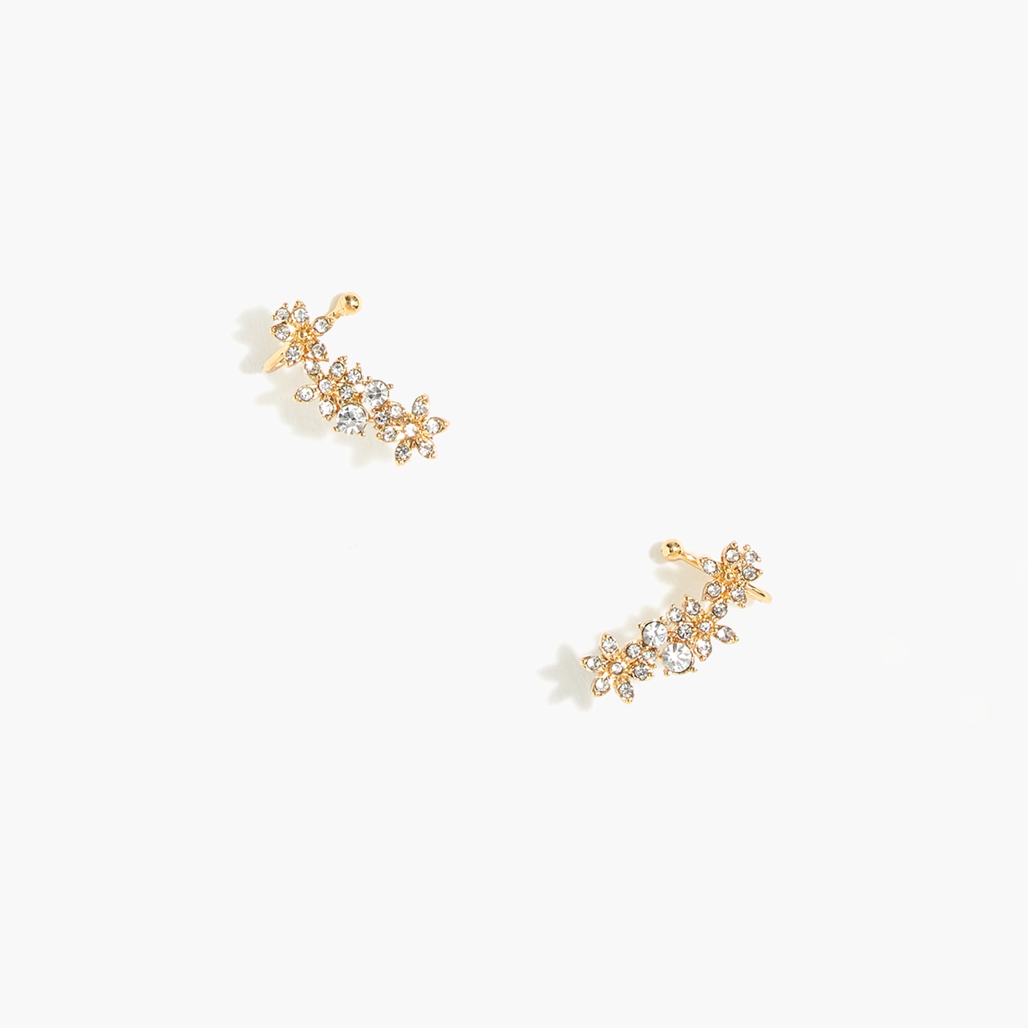 Crystal floral ear-crawler earrings