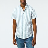 Slim Short-sleeve slub cotton shirt in stripe