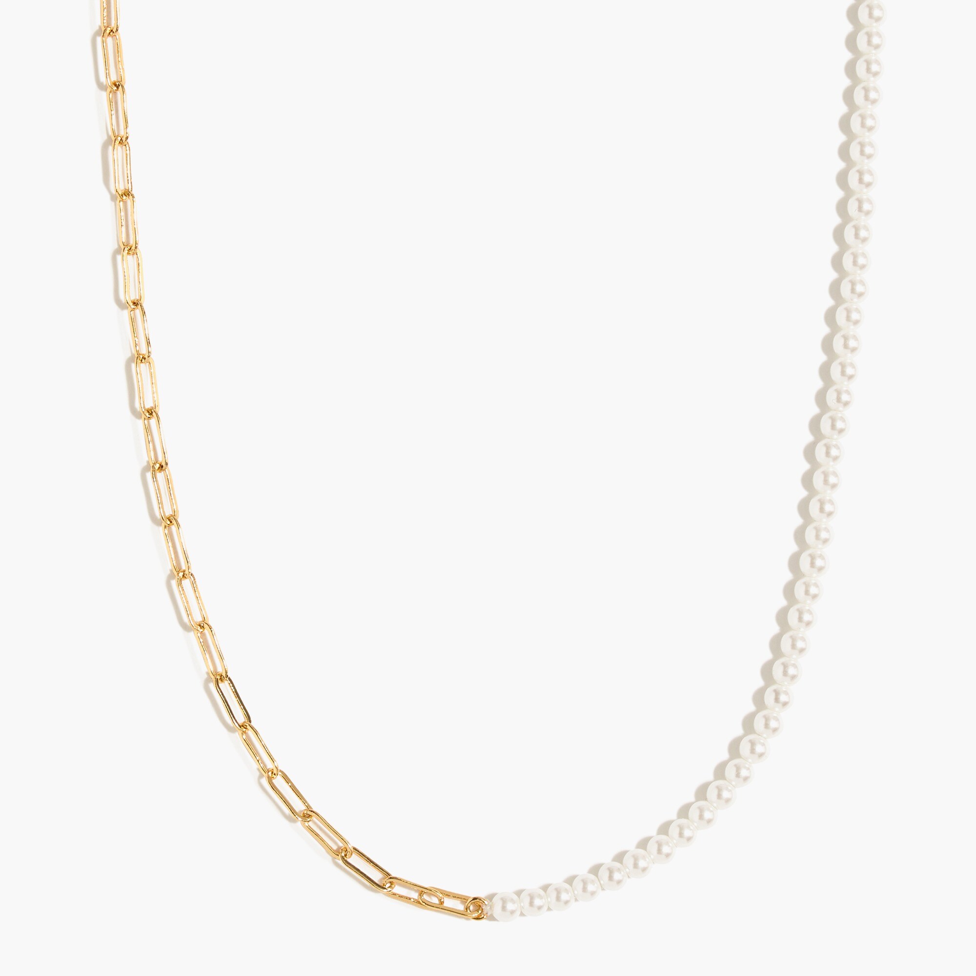 Pearl and paper clip chain necklace