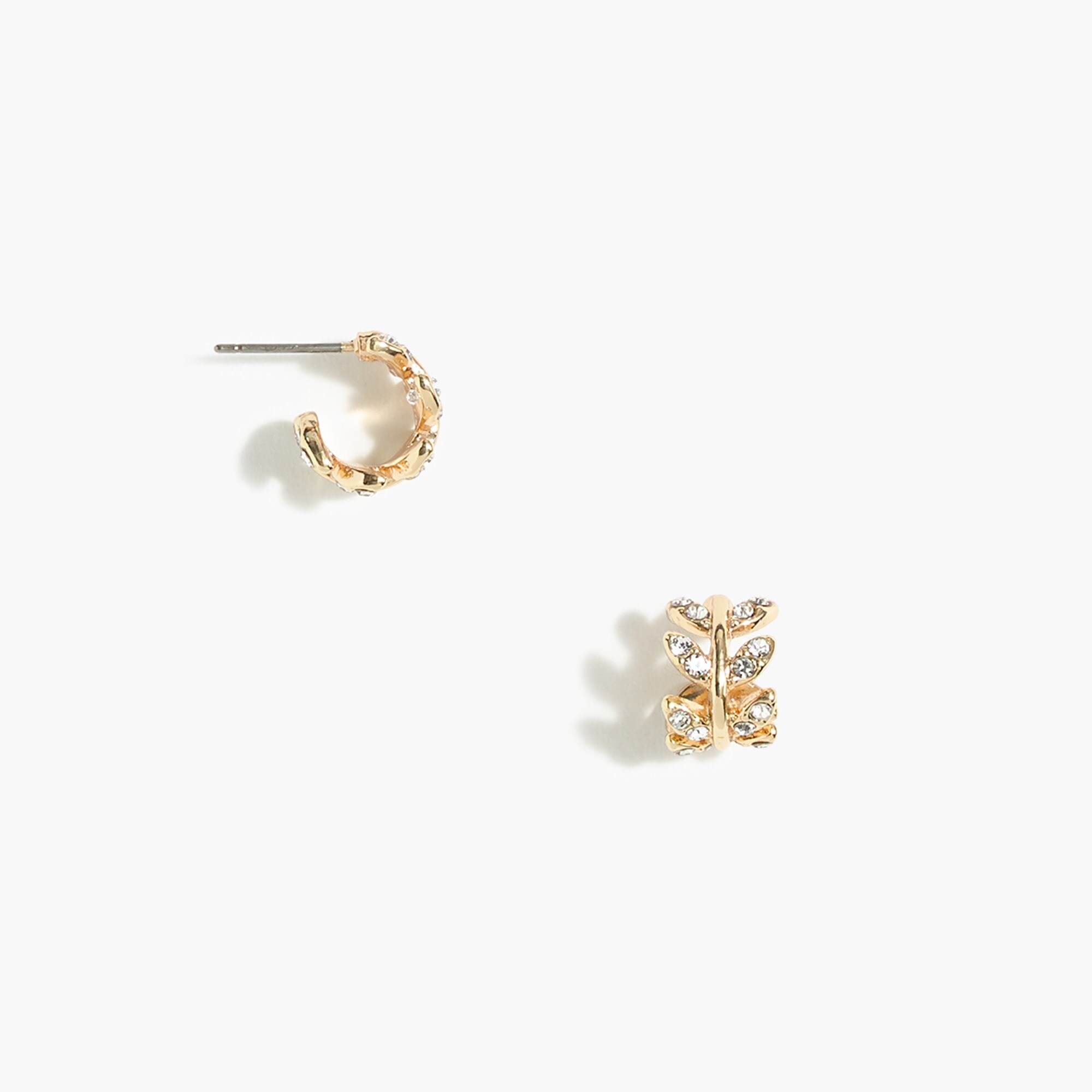 Floral crystal huggie earrings