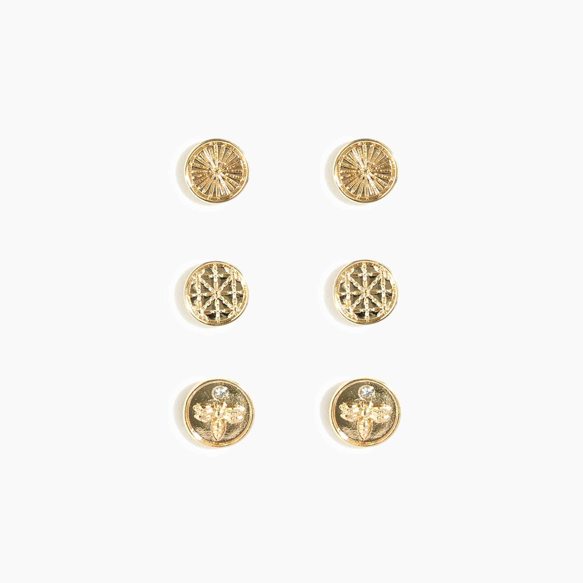 Stamped stud earrings set-of-three