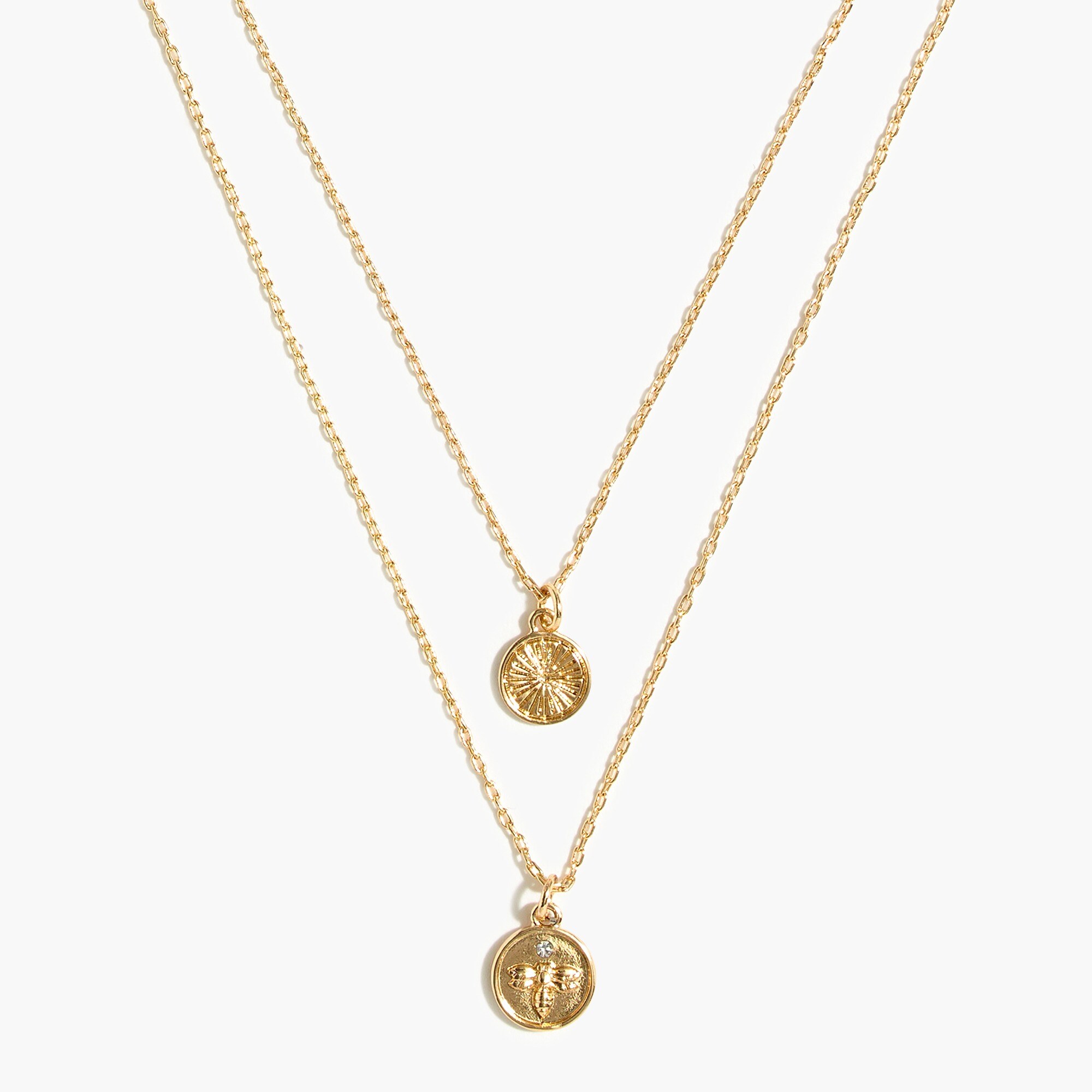 Stamped coin two-layer necklace