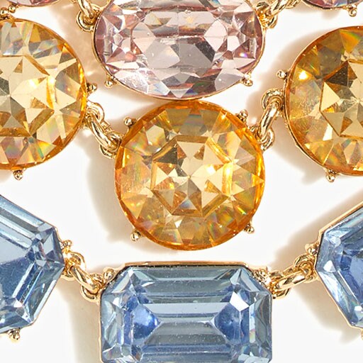Three-layer crystal statement necklace MULTI BLUE CRYSTAL factory: three-layer crystal statement necklace for women
