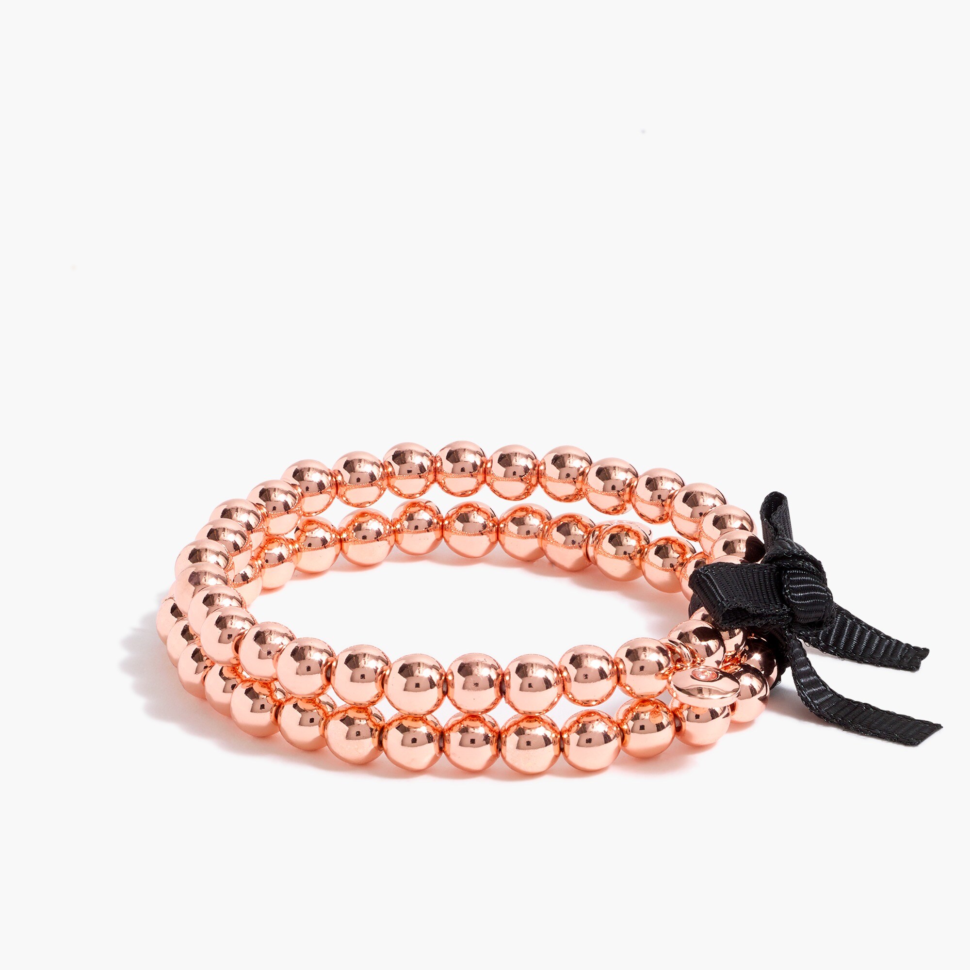 Gold beaded stretch bracelet set-of-two