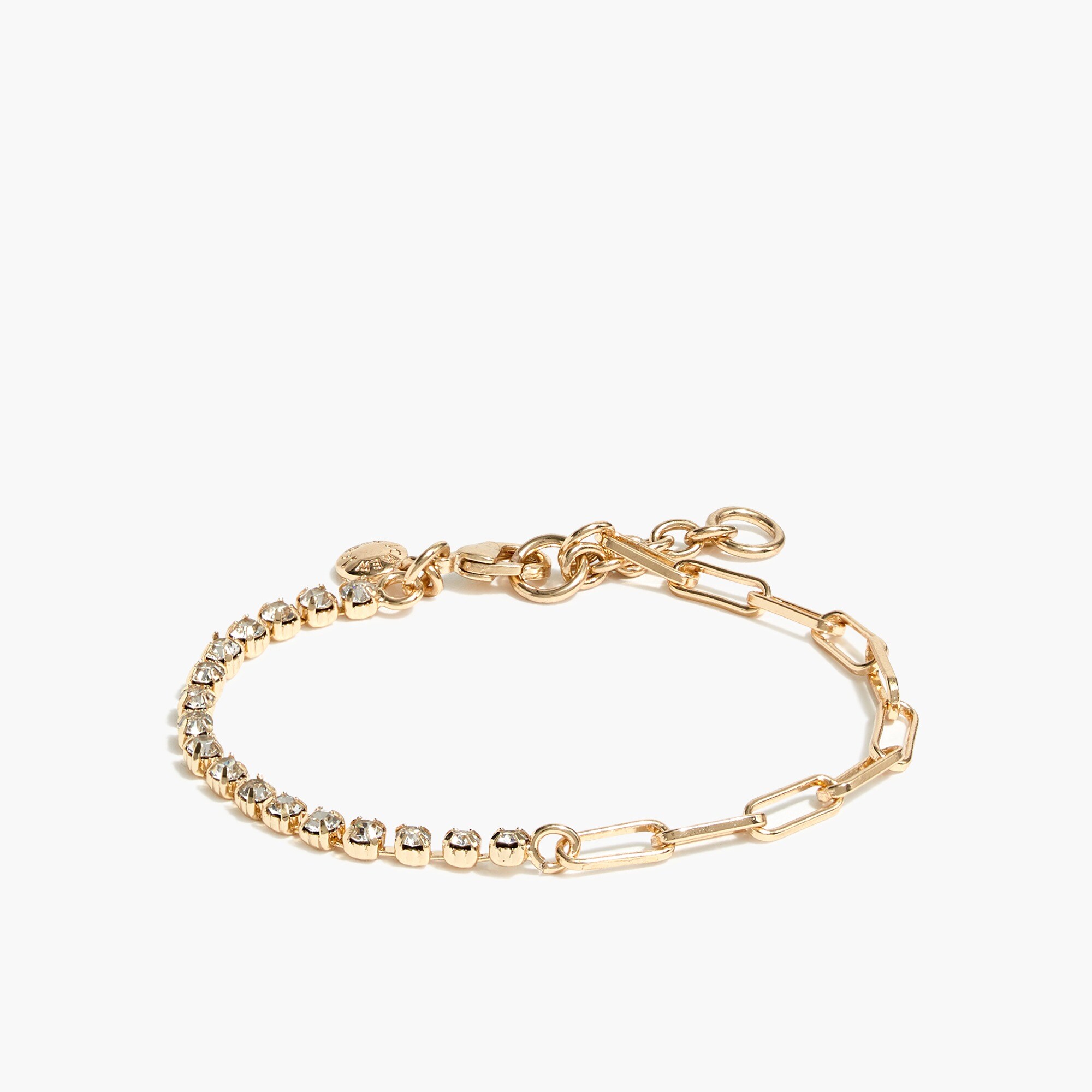 Crystal and paper clip chain bracelet