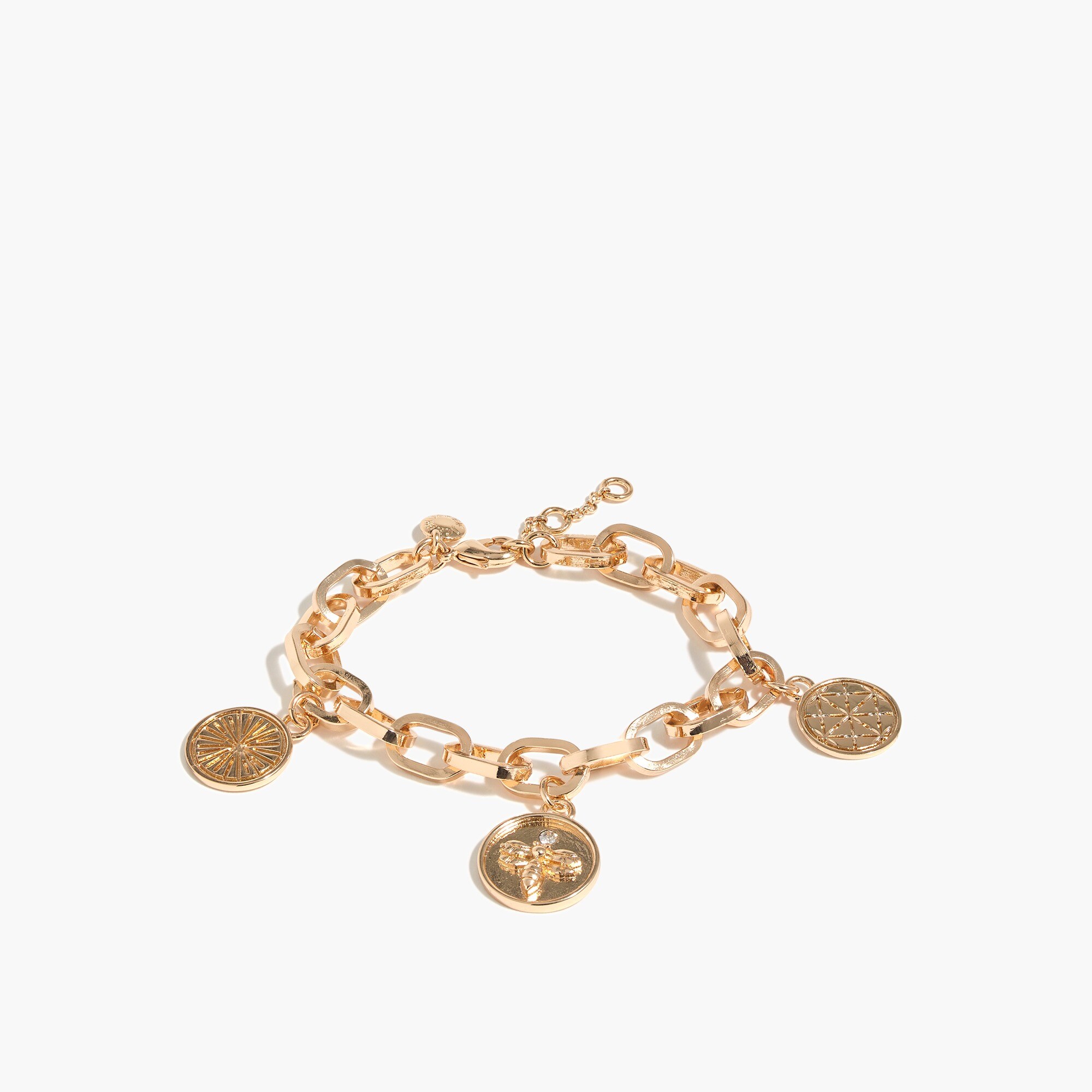 Stamped coins charm bracelet