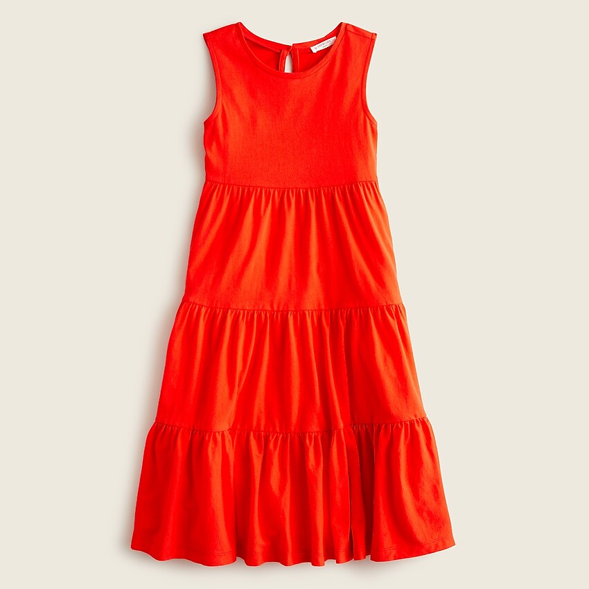 j.crew: girls' tiered midi dress in cotton for girls, right side, view zoomed
