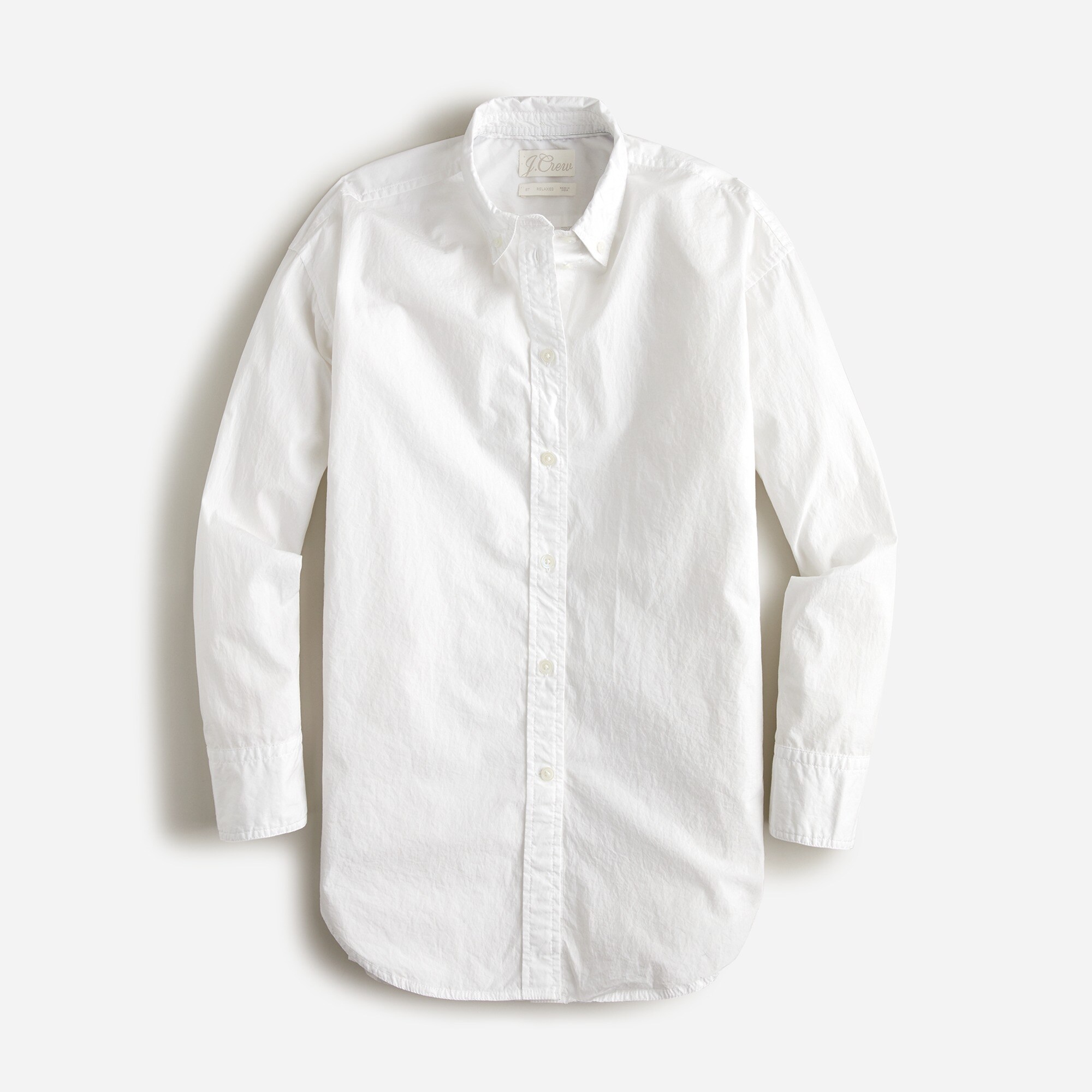 J.Crew: Relaxed fit Washed Cotton Poplin Shirt For Women