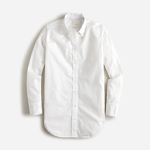 womens Petite Relaxed-fit washed cotton poplin shirt