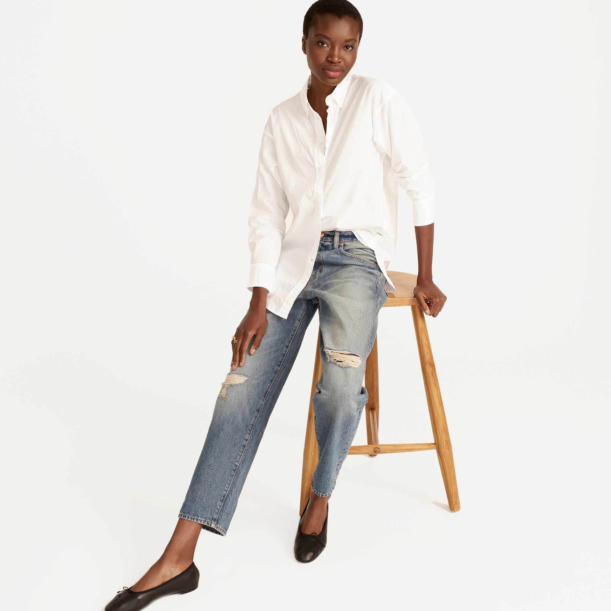 j.crew: relaxed-fit washed cotton poplin shirt for women