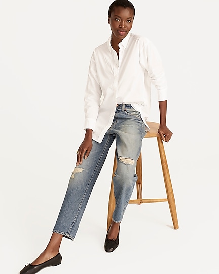 j.crew: relaxed-fit washed cotton poplin shirt for women