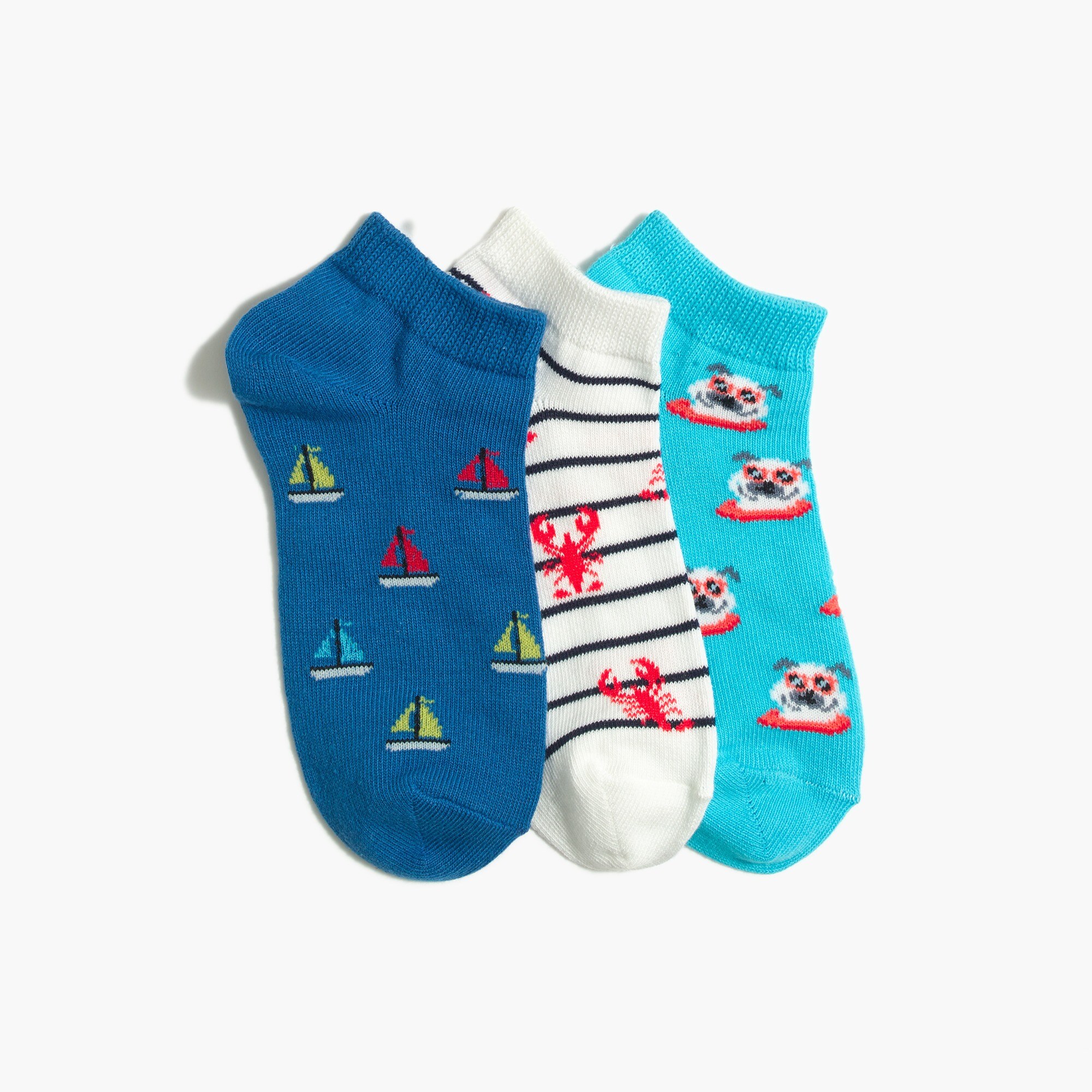 Boys' boats and dogs ankle socks