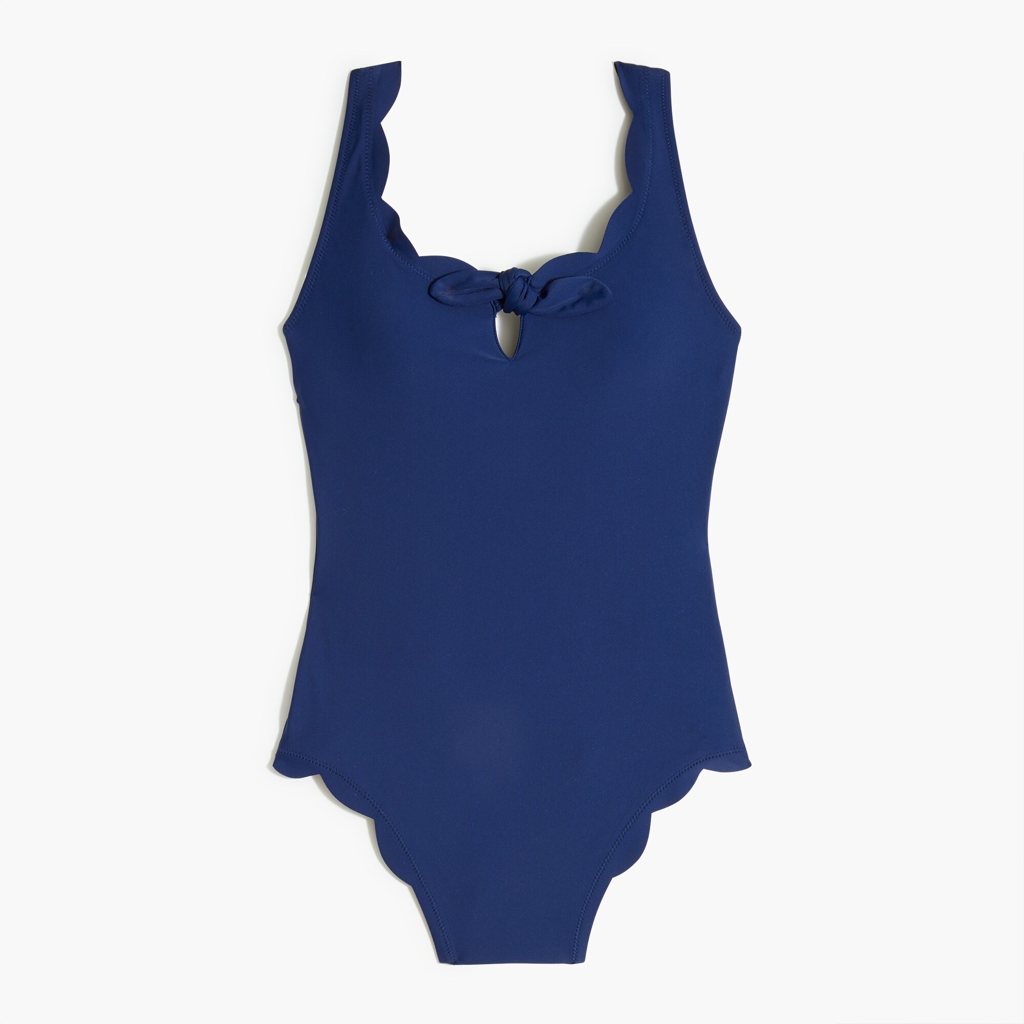scalloped one-piece swimsuit with bow for women