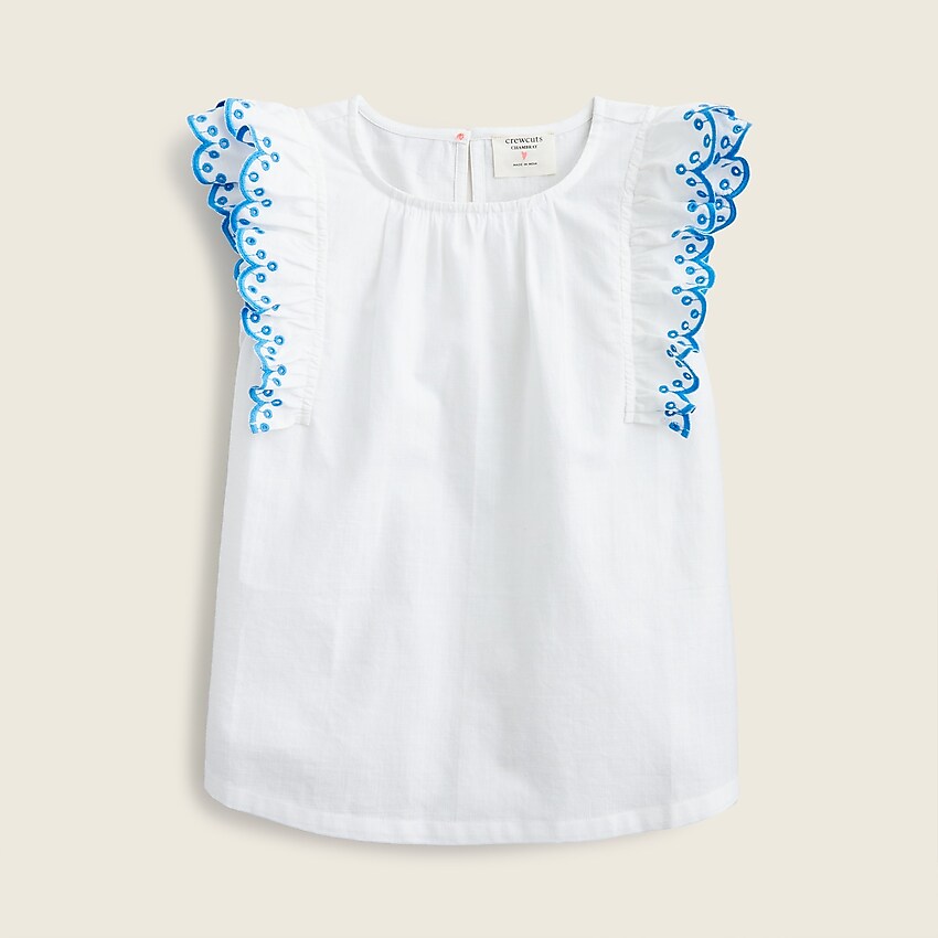 j.crew: girls' sleeveless ruffle-trim top for girls, right side, view zoomed