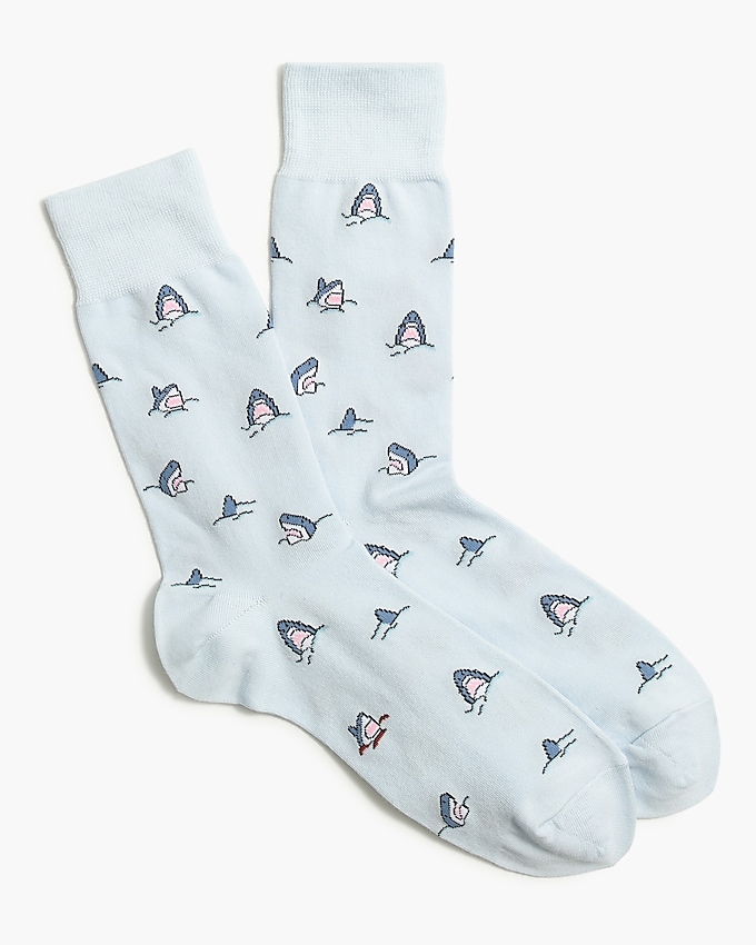 factory: shark socks for men, right side, view zoomed