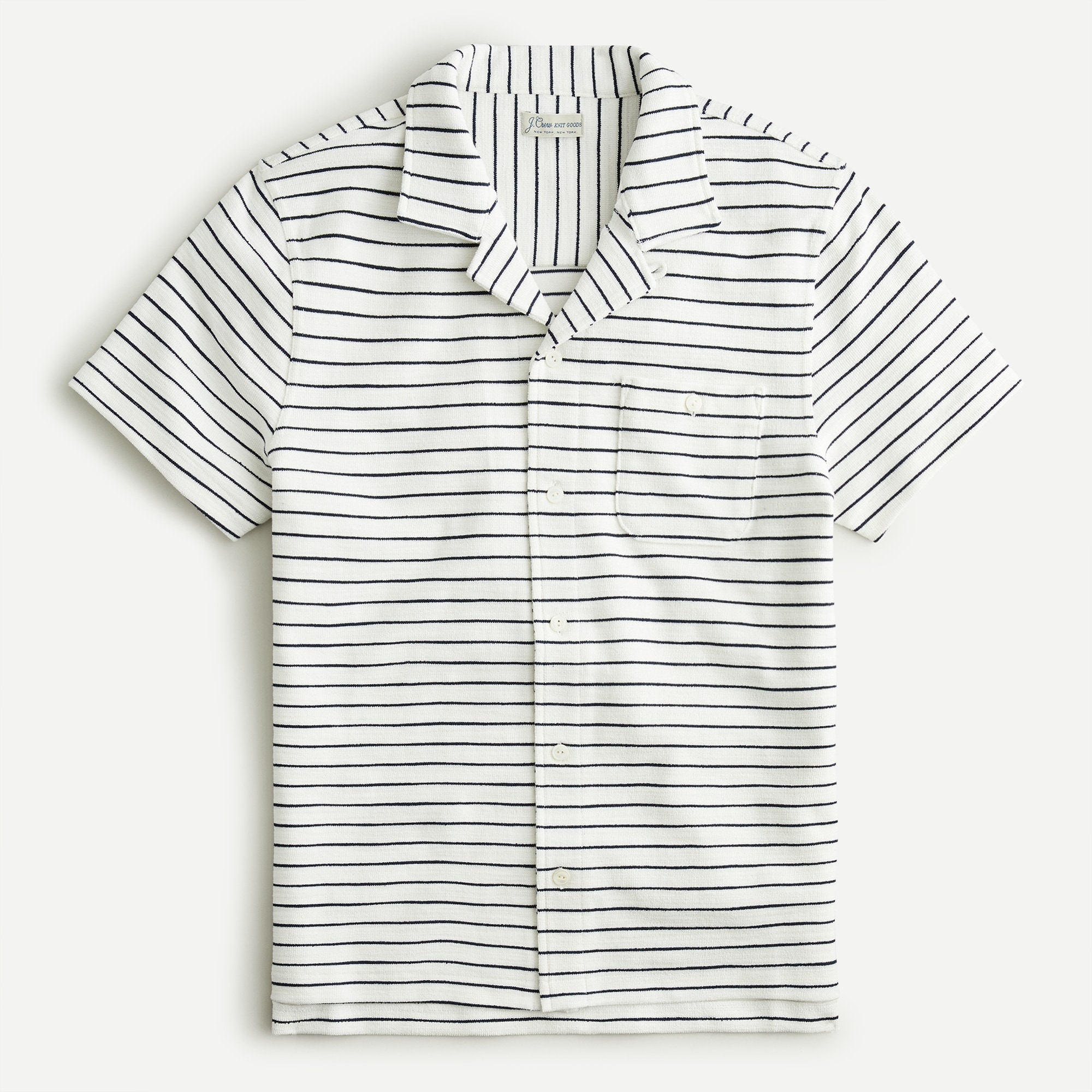 J.Crew Shortsleeve Beach Terry Campcollar Shirt In Stripe For Men