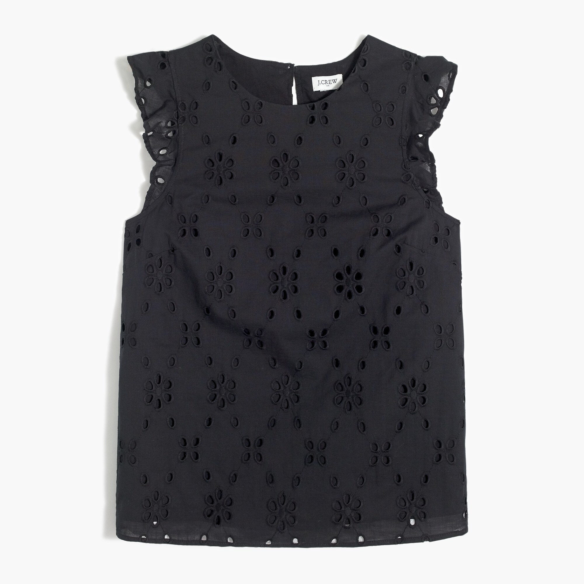 sleeveless eyelet ruffle top for women