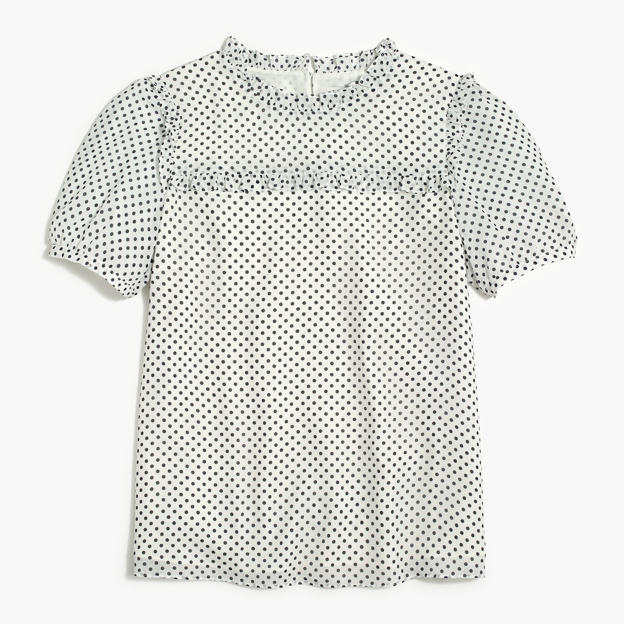 Printed short-sleeve ruffle top