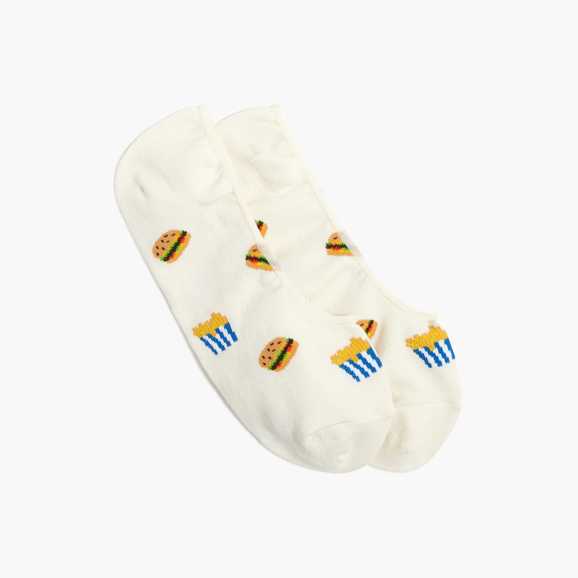 Burgers and fries no-show socks
