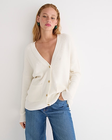 j.crew: v-neck cotton-blend cardigan sweater for women