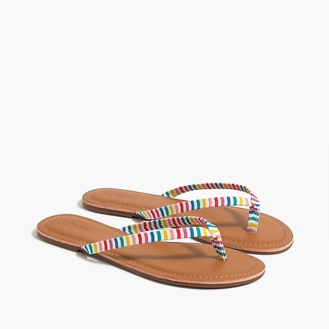 womens Rainbow-stripe easy summer flip-flops