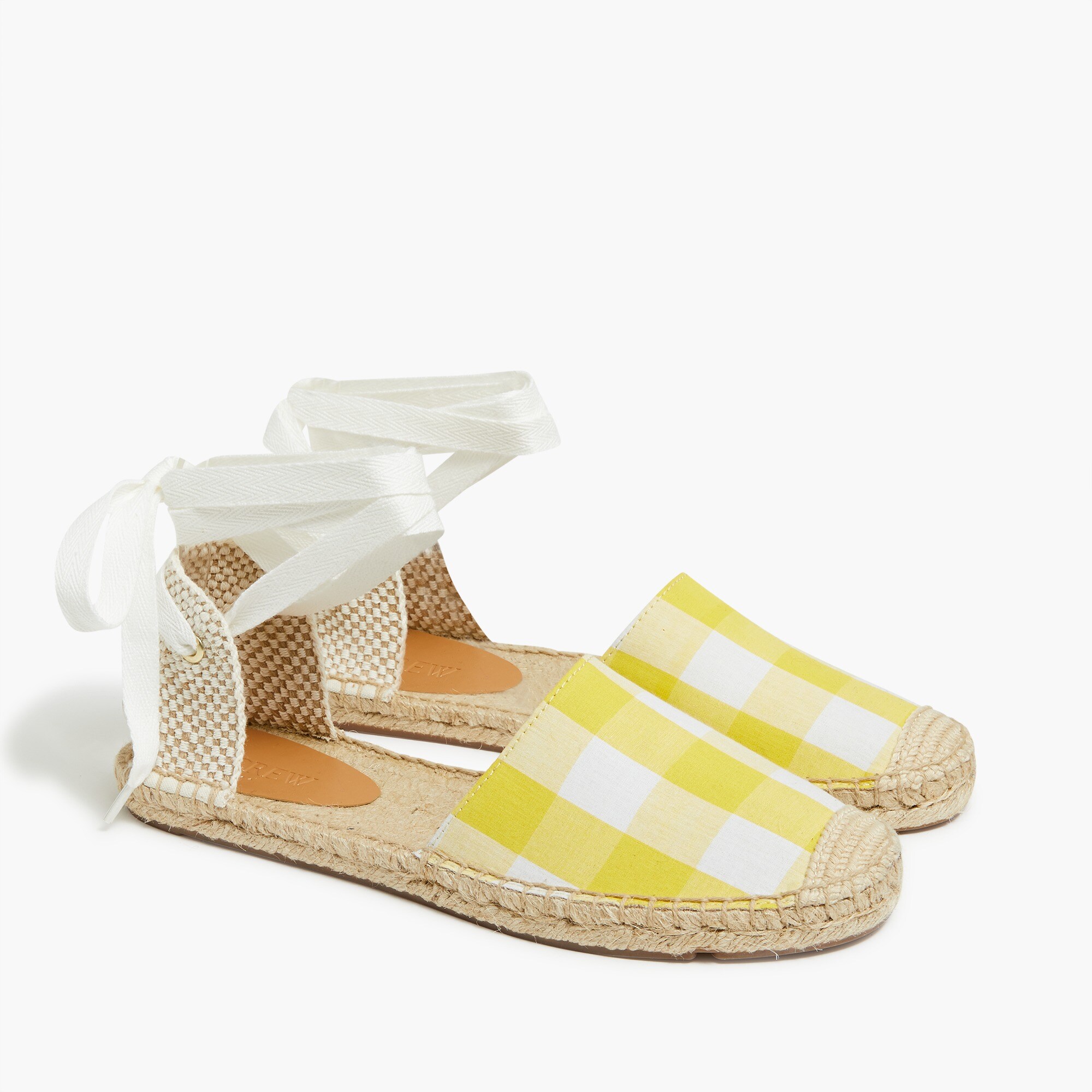 Gingham d'Orsay lace-up espadrilles