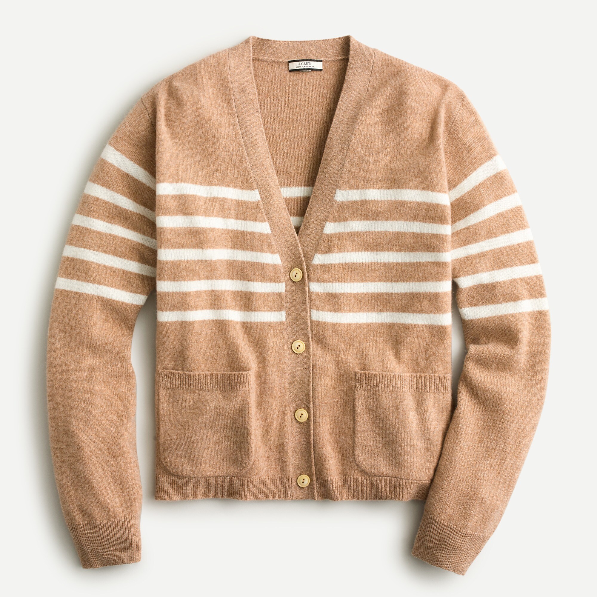 Relaxed-fit cashmere cardigan sweater in stripe