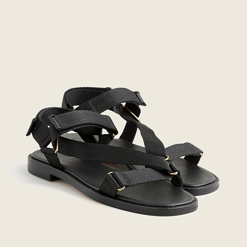 j.crew: canvas sporty strap sandals for women, right side, view zoomed