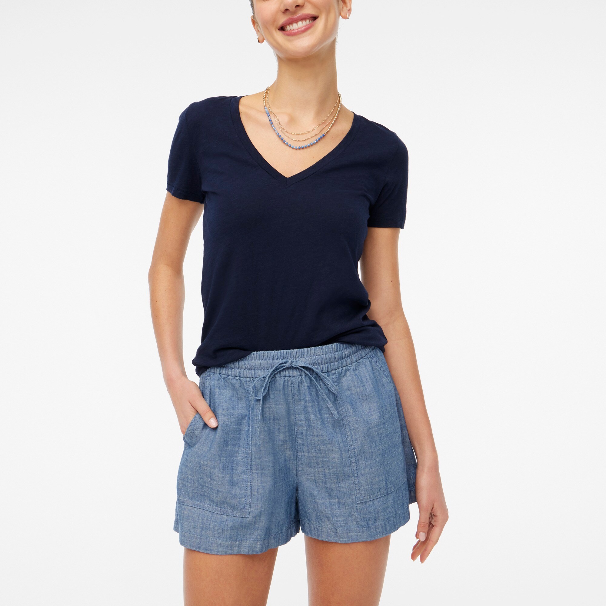 womens Chambray drawstring short