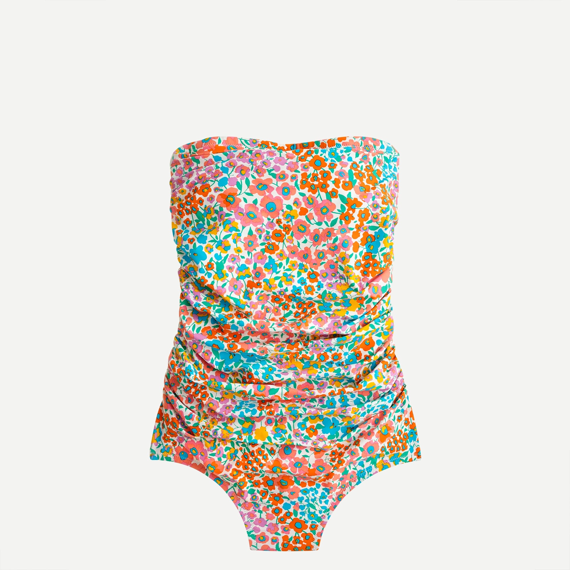J Crew Ruched Bandeau One Piece In Rainbow Blooms For Women