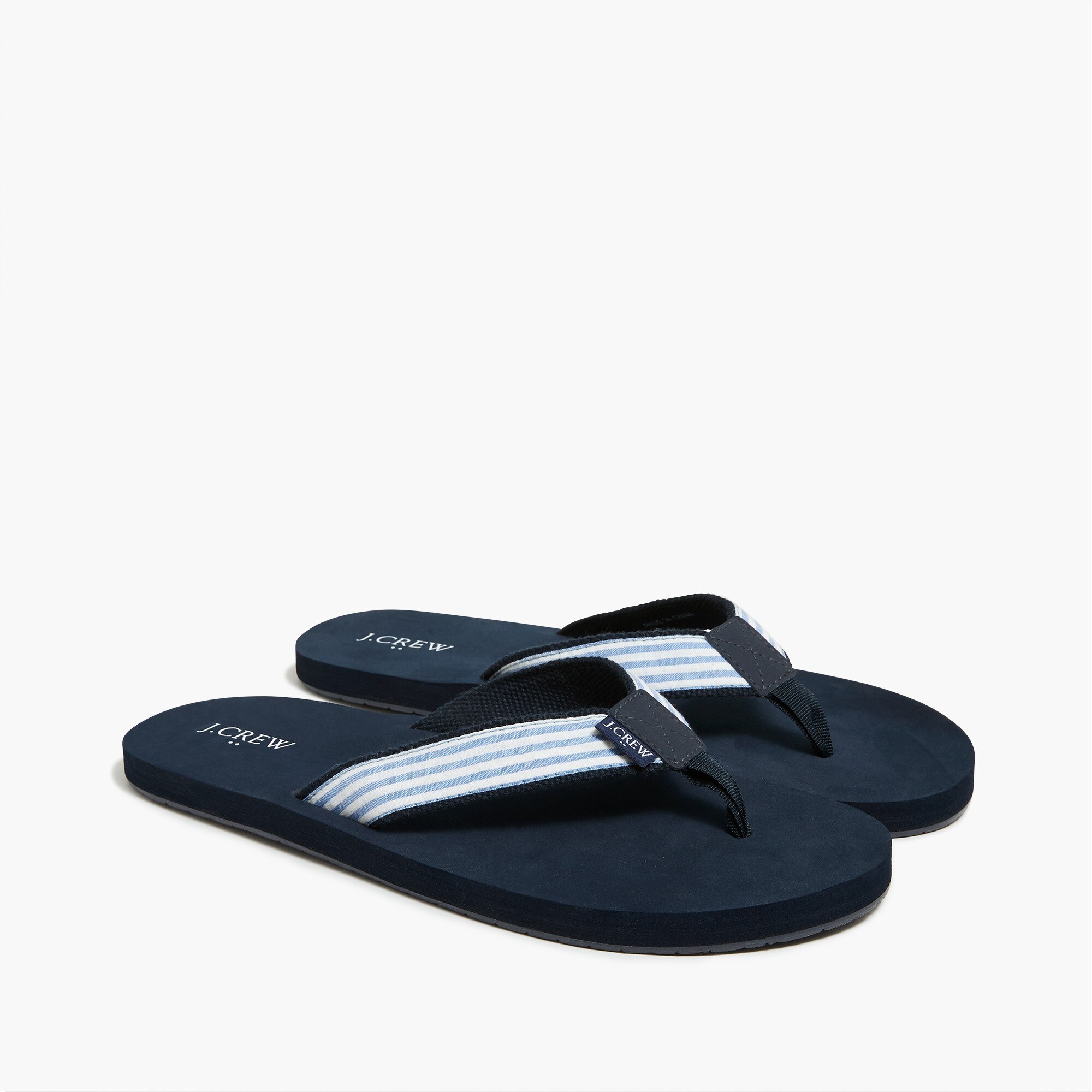 Oxford striped flip-flops