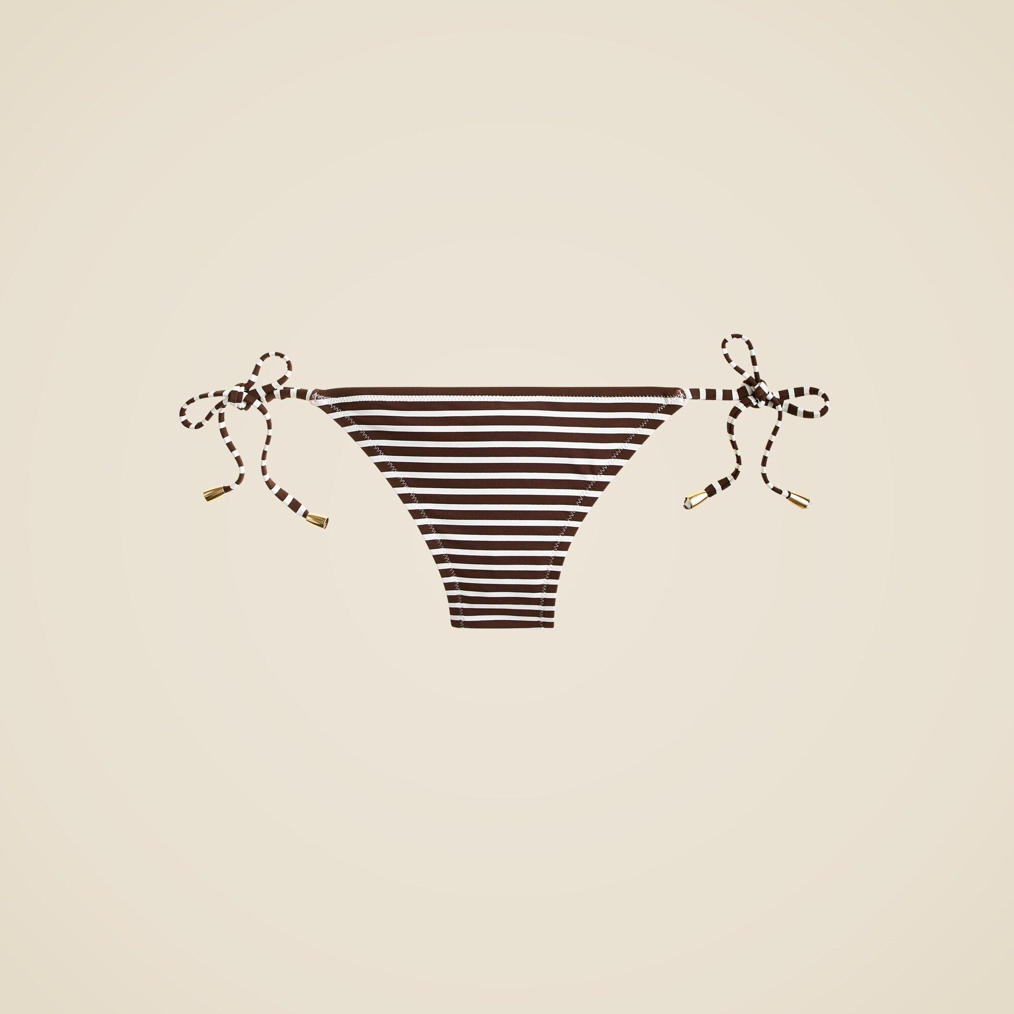 Beaded hipster string bikini bottom in bold stripe