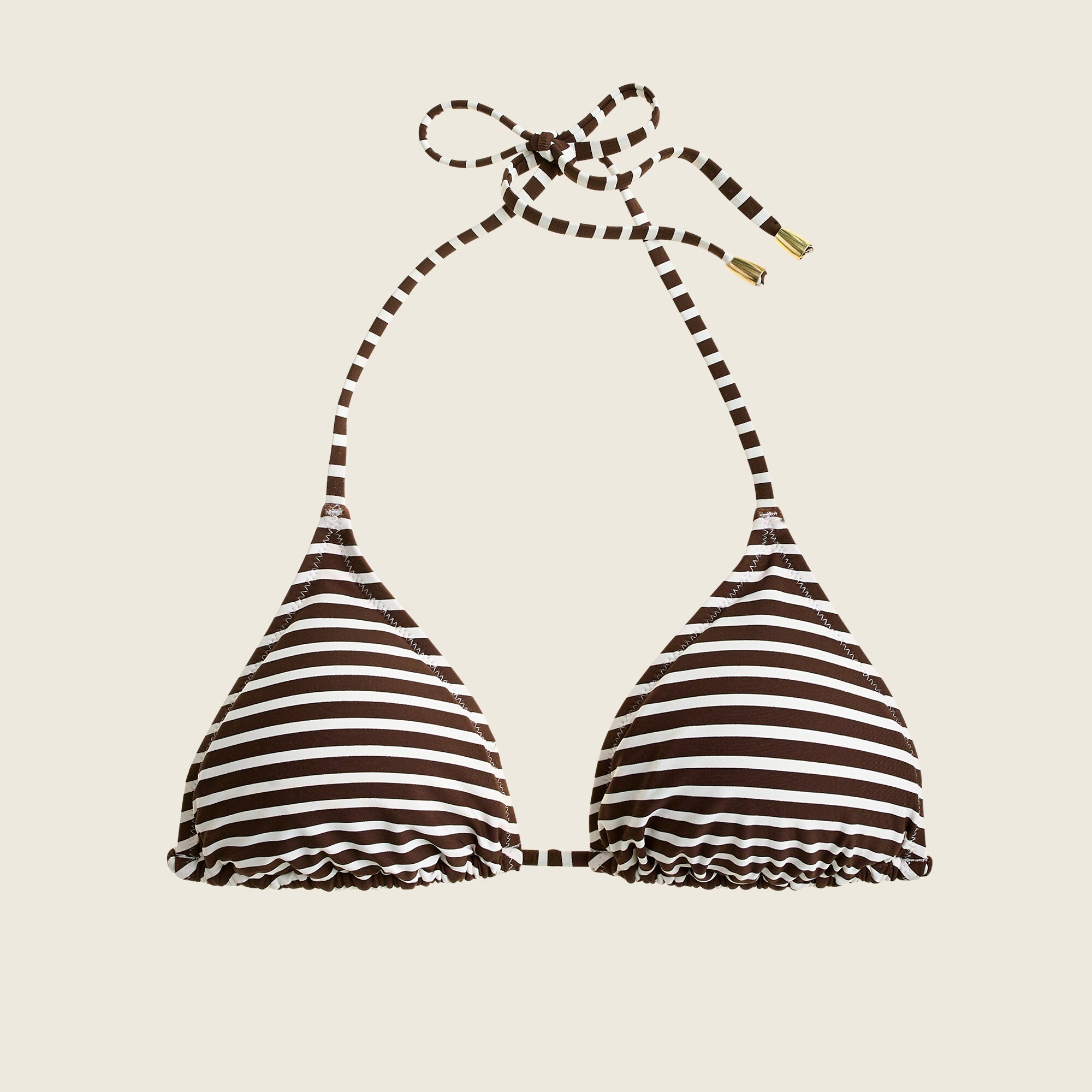 Beaded string bikini top in bold stripe