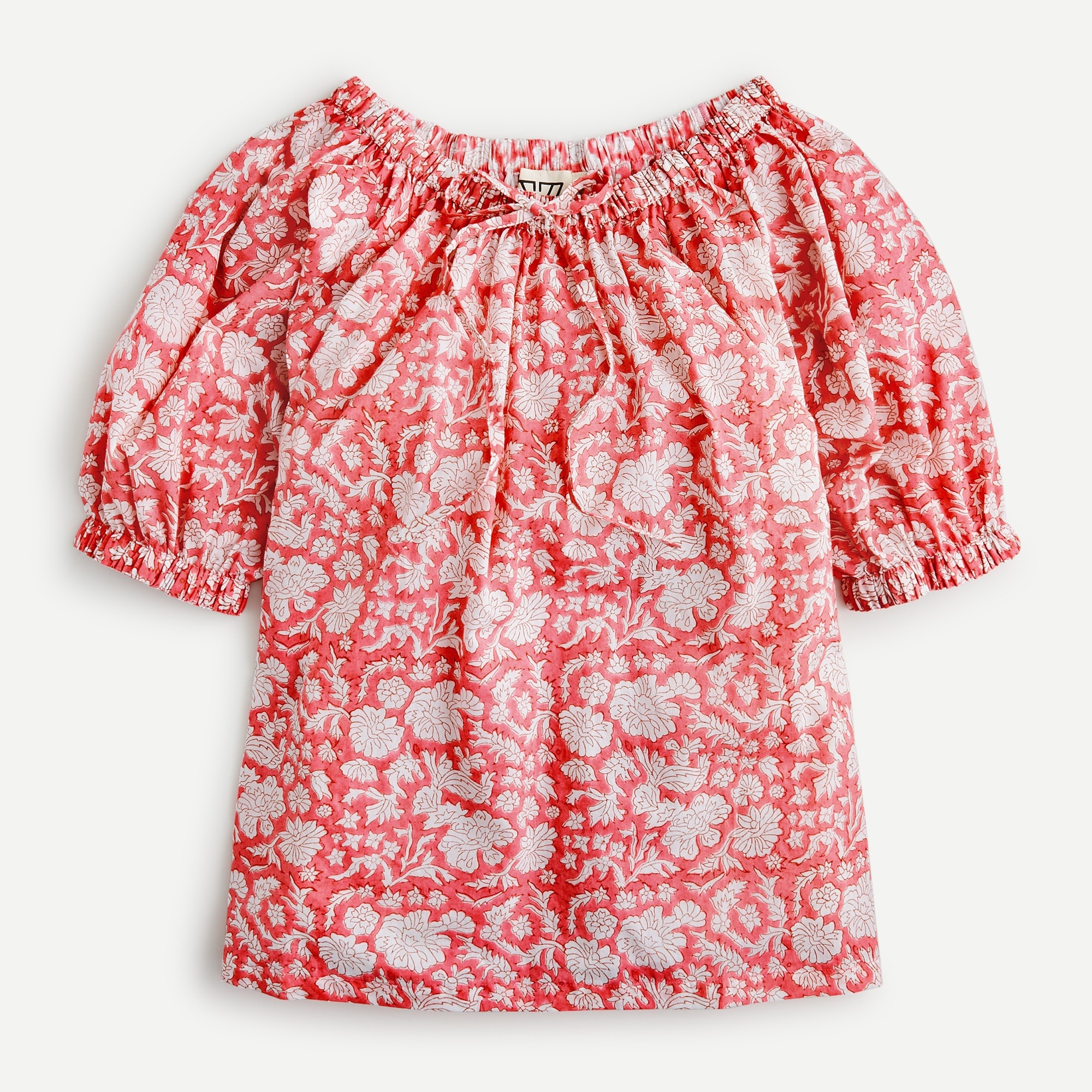SZ Blockprints™ X J.Crew gathered top in Nila block print