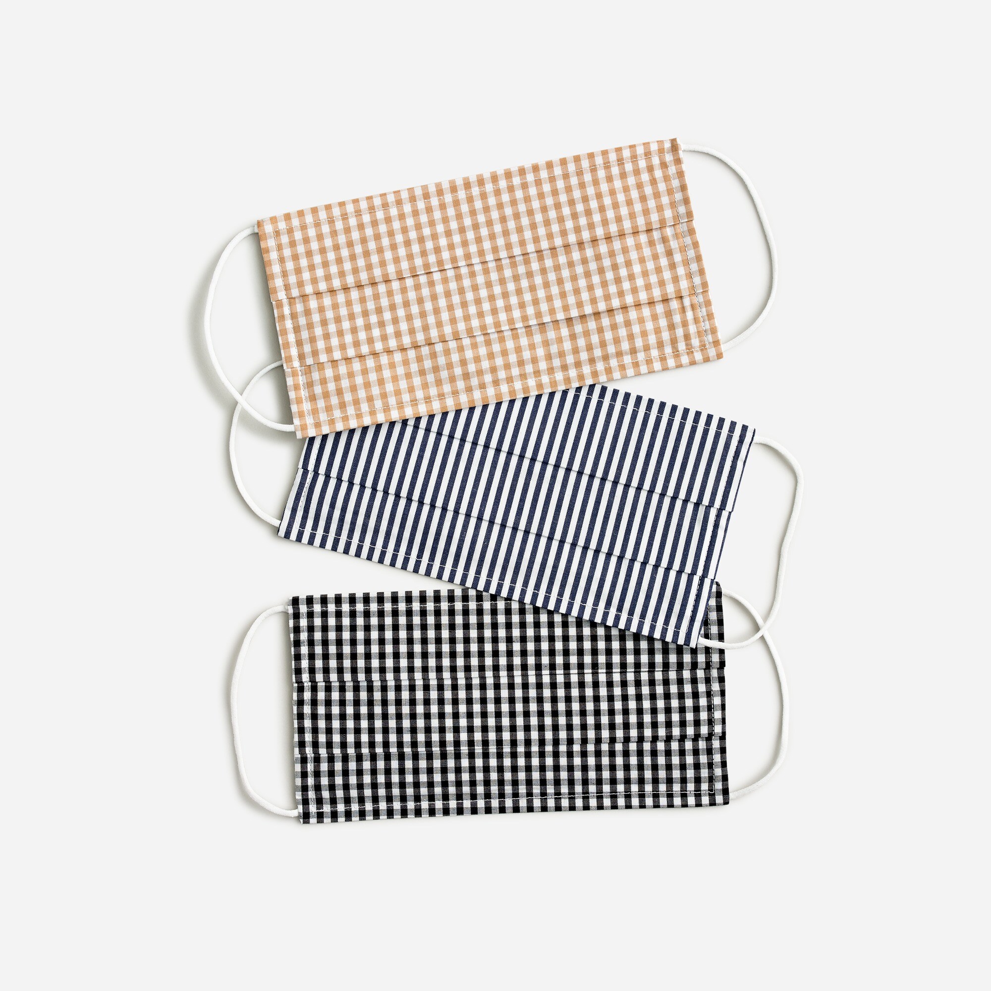 Pack-of-three nonmedical face masks in checks and stripes
