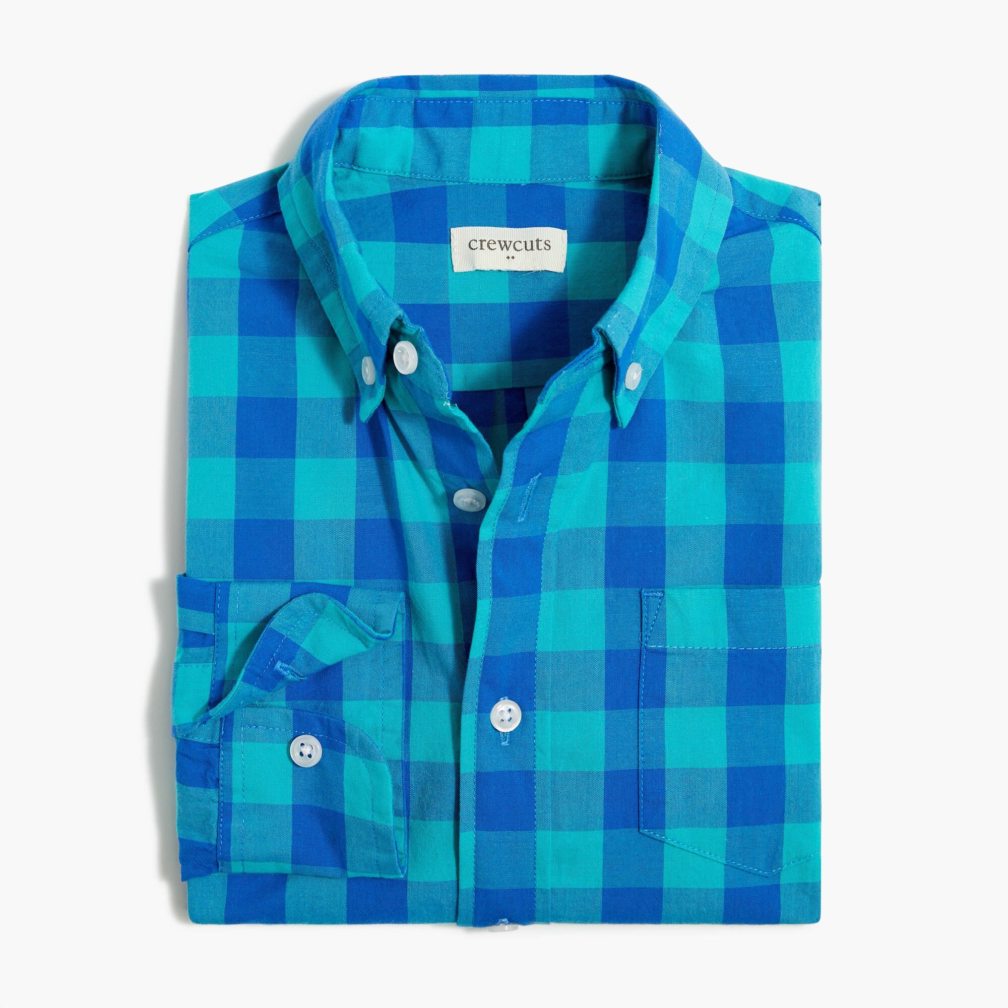 Boys' long-sleeve gingham flex washed shirt