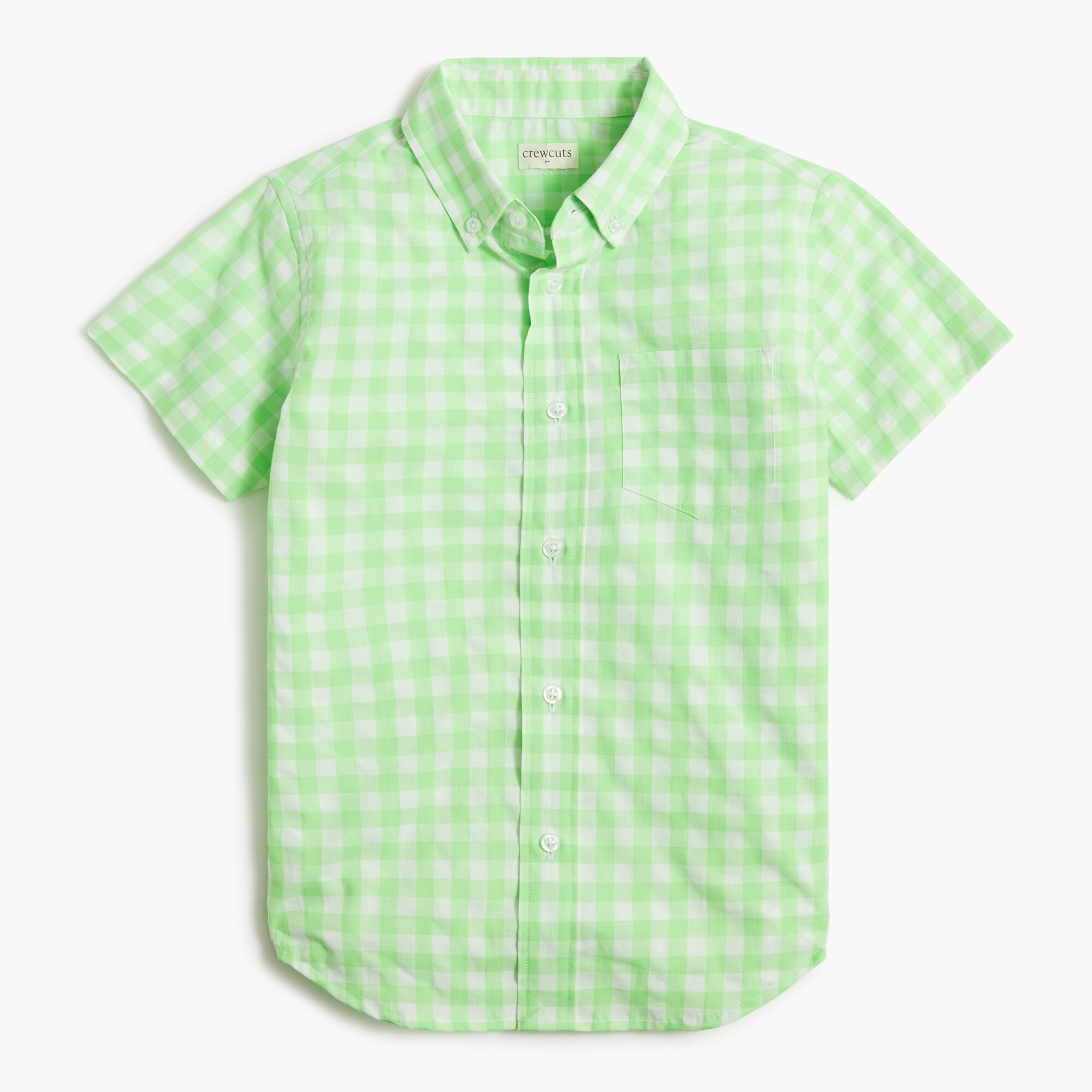 Boys' short-sleeve gingham flex washed shirt