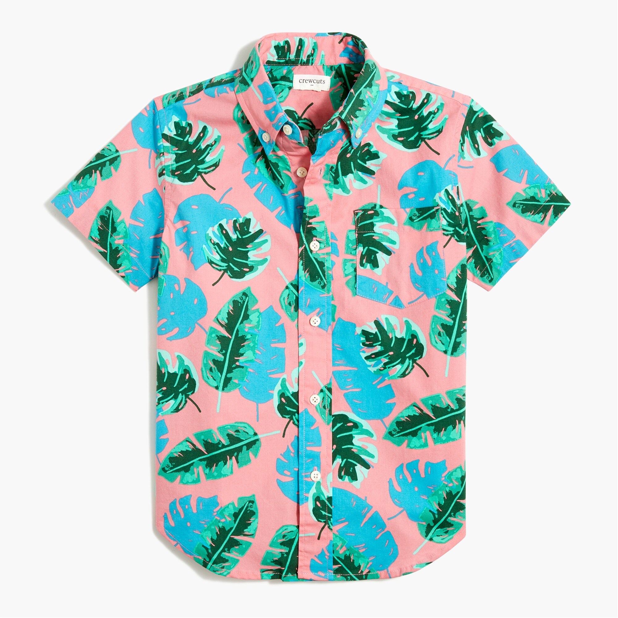 Boys' palm-print short-sleeve button-down shirt