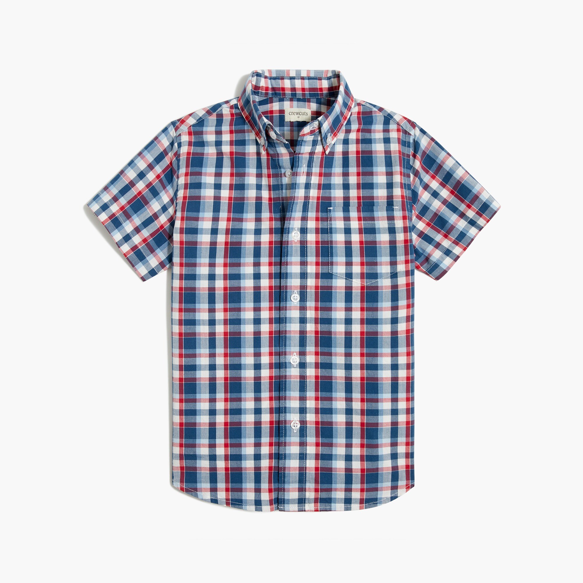 Boy's short-sleeve plaid flex washed shirt
