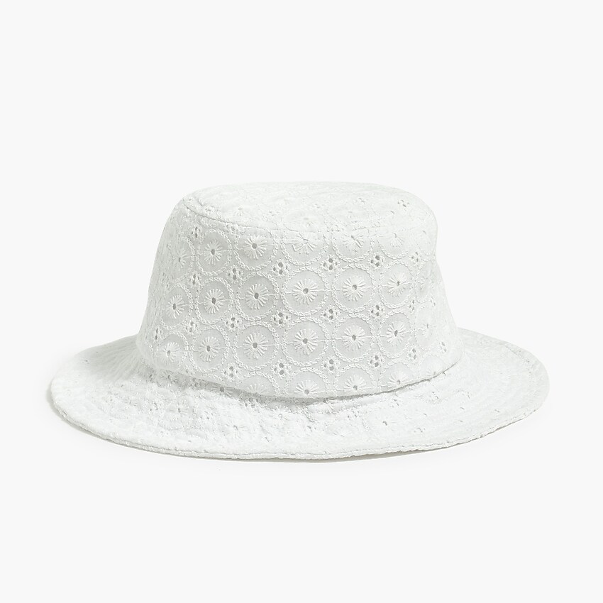 factory: eyelet bucket hat for women, right side, view zoomed