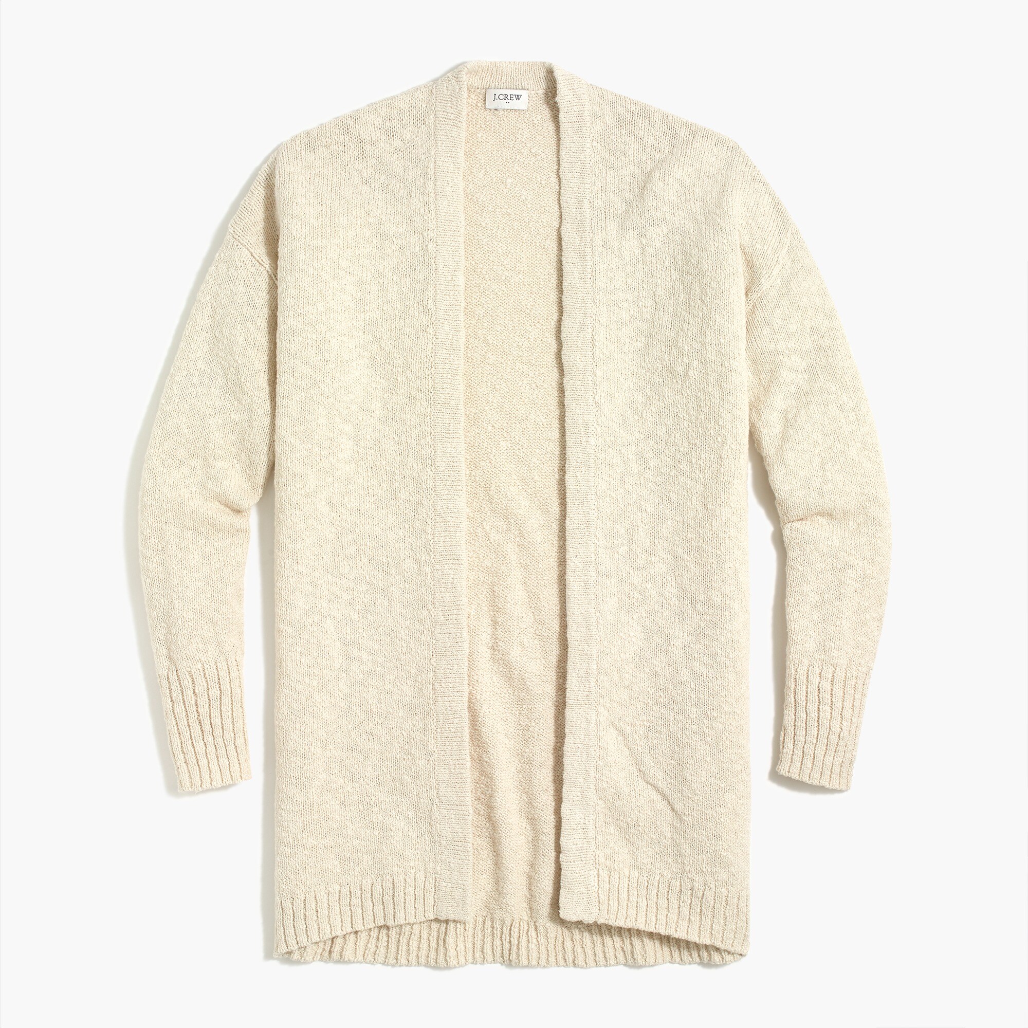 slub cotton-blend open cardigan sweater for women