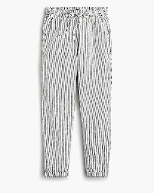  Striped linen-cotton blend drawstring pant