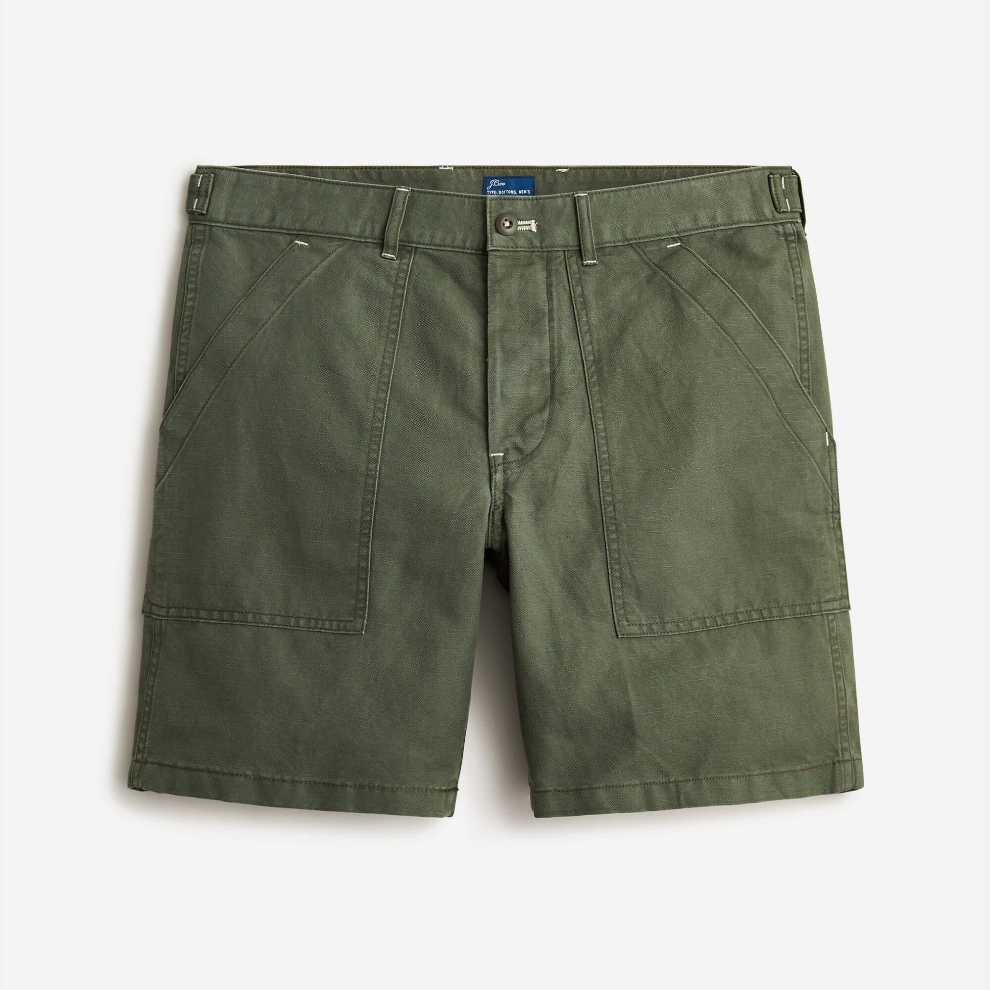 8" camp short in cotton-linen blend