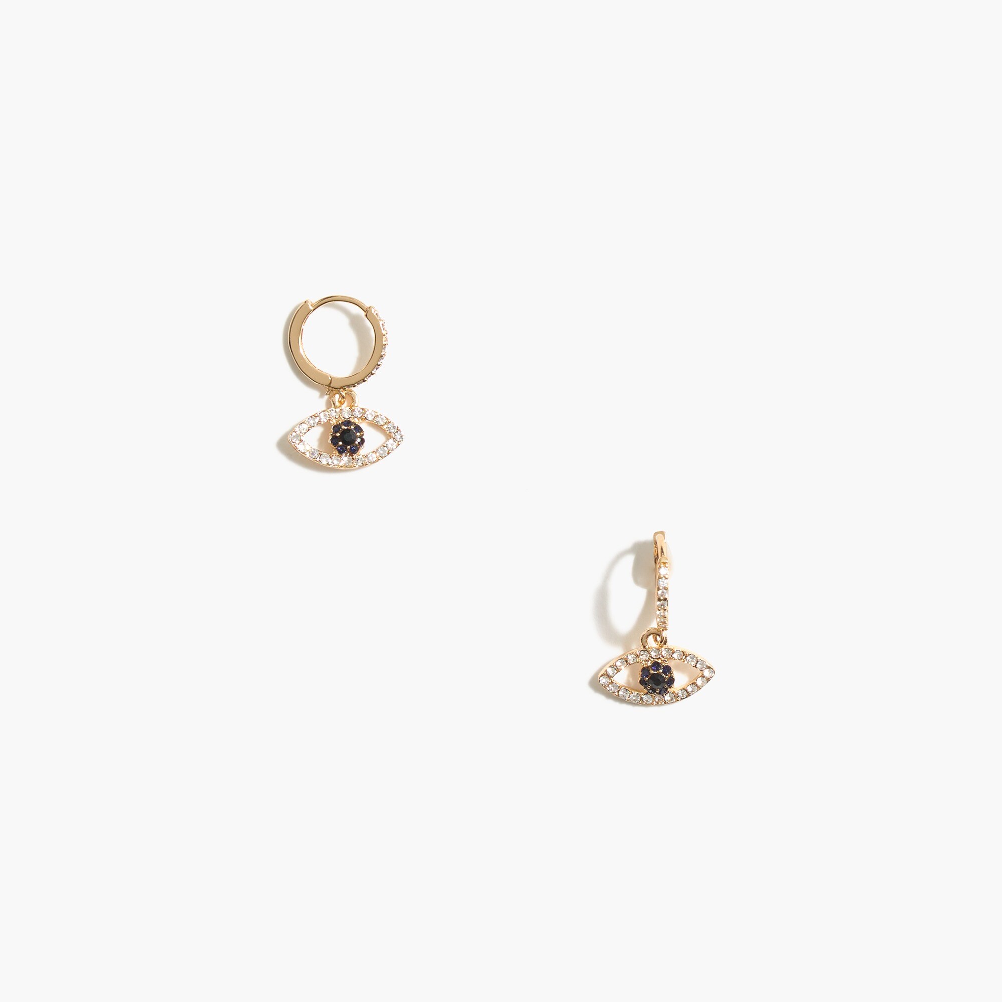 Pavé crystal evil eye huggie earrings