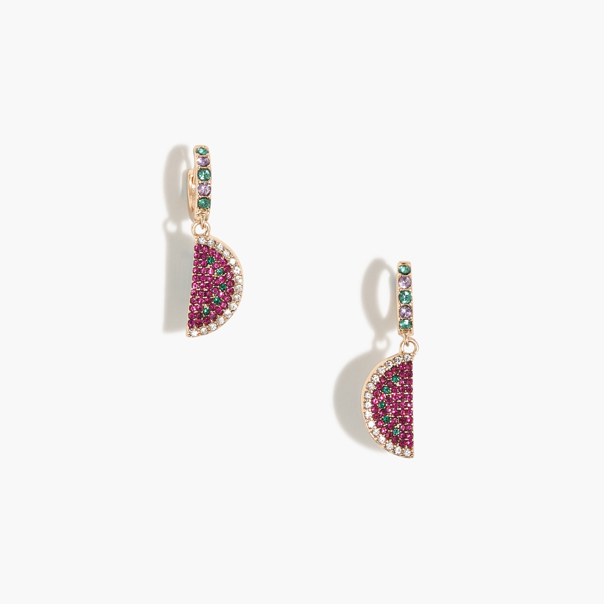 Pavé crystal watermelon huggie earrings