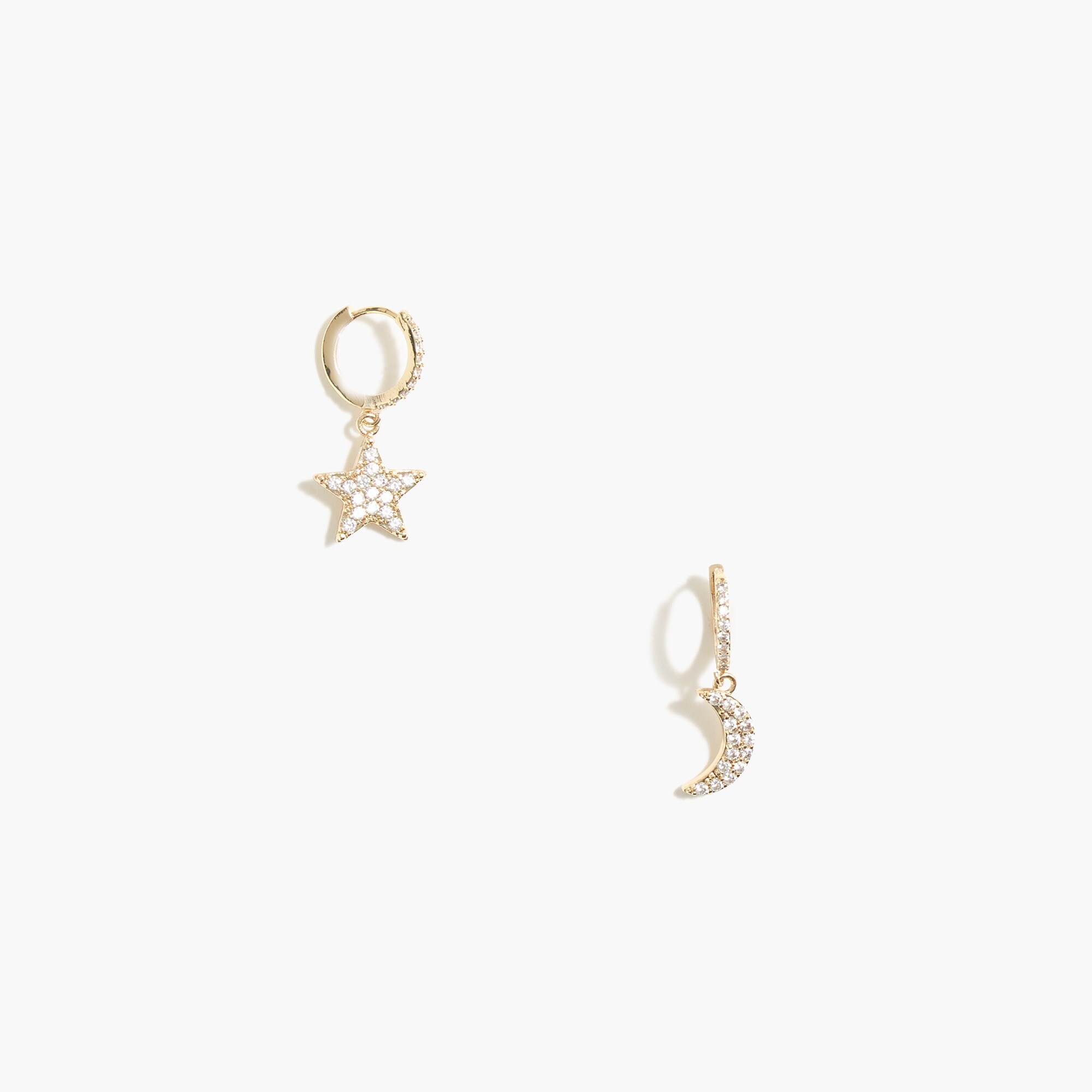 Star and moon mismatched huggie earrings