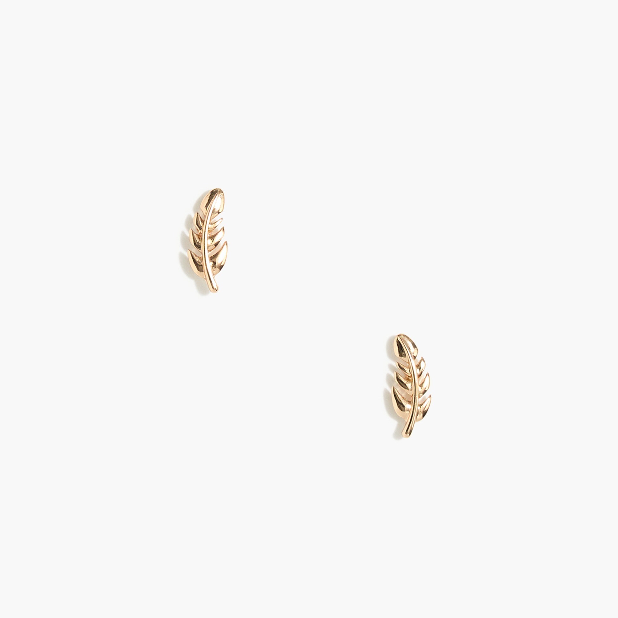 Gold feather stud earrings