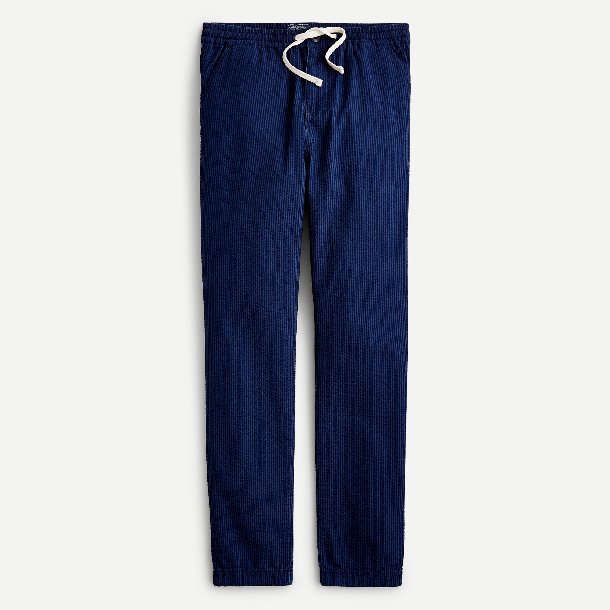 Slim dock pant in indigo-dyed seersucker