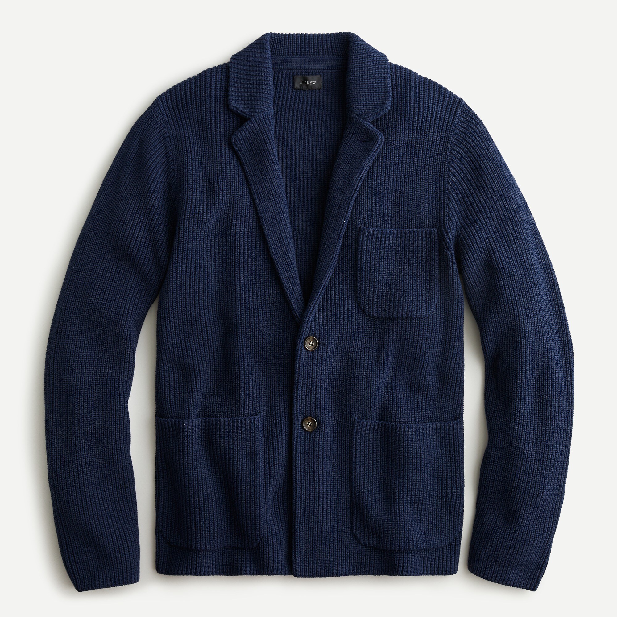 Cotton patch-pocket sweater-blazer