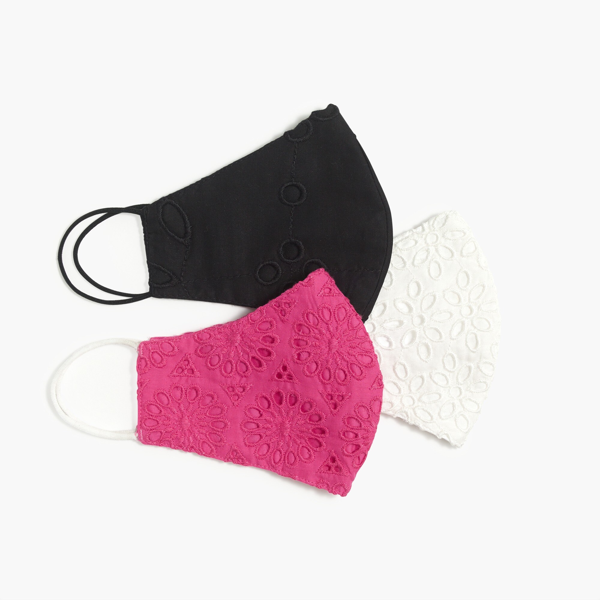 Pack of three nonmedical face masks in eyelet